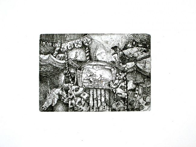 Gravures & estampes intitulée "Manège 4" par François Crinel, Œuvre d'art originale, Eau-forte