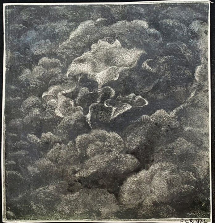 Druckgrafik mit dem Titel "Ersa 8" von François Crinel, Original-Kunstwerk, Gravur Auf Holzplatte montiert