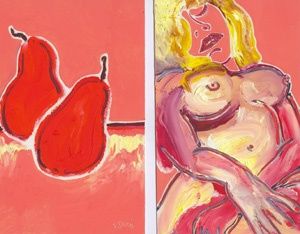 Peinture intitulée "Nu, aux fruits roug…" par Francis Denis, Œuvre d'art originale