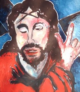 Peinture intitulée "Le Christ portant s…" par Francis Denis, Œuvre d'art originale