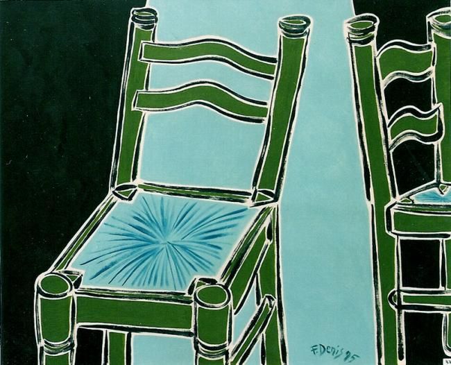 Картина под названием "Les deux chaises" - Francis Denis, Подлинное произведение искусства