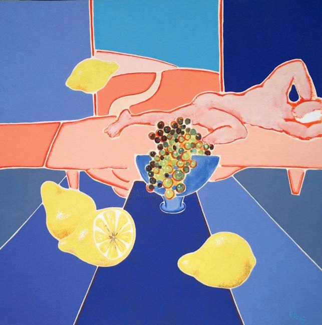 Peinture intitulée "Le chant des citrons" par Francis Denis, Œuvre d'art originale