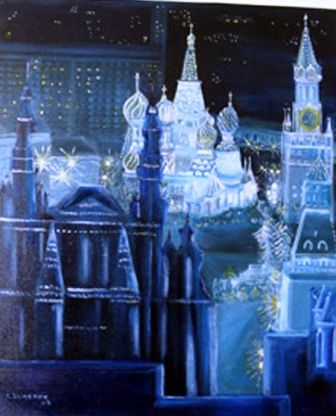 Painting titled "NUIT MOSCOVITE" by Françoise Dunesme, Original Artwork