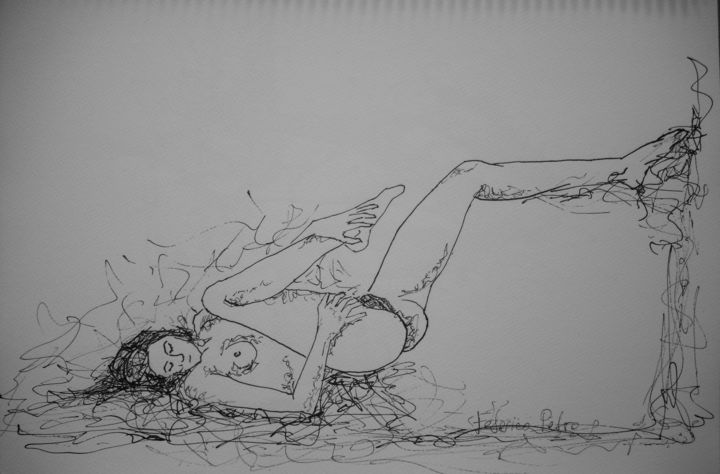 Dibujo titulada "Desnudo II" por Federico Pedro, Obra de arte original, Tinta
