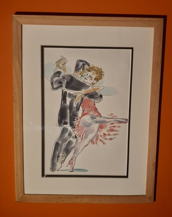 Disegno intitolato "Tango pierna" da Feder, Opera d'arte originale, Acquarello