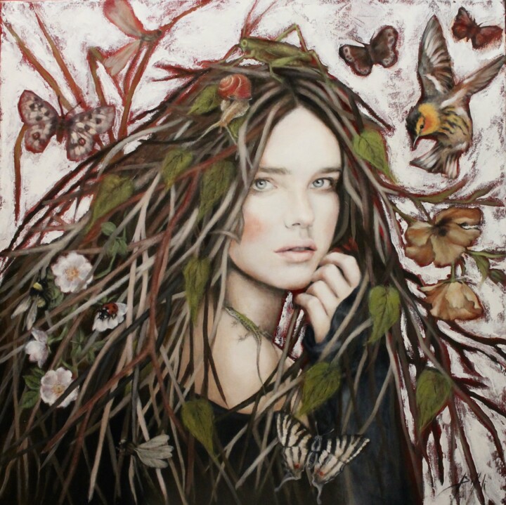 Painting titled "Habitat" by Federica Belloli, Original Artwork, Acrylic Mounted on Wood Stretcher frame