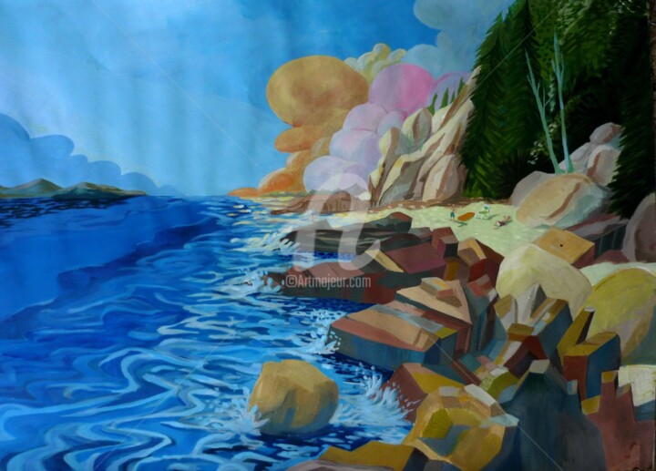 Malarstwo zatytułowany „Lago Nahuel Huapi B…” autorstwa Federico Bassi (fester), Oryginalna praca, Olej