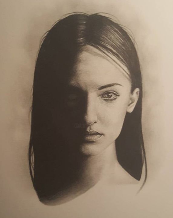 Drawing titled "Ombra" by Federico Marcello, Original Artwork, Graphite Mounted on Plexiglass