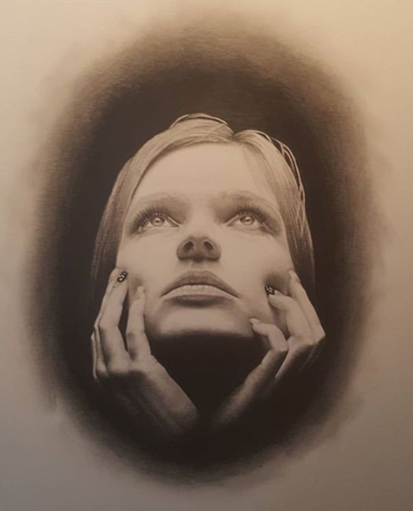 Drawing titled "Luce" by Federico Marcello, Original Artwork, Graphite Mounted on Plexiglass