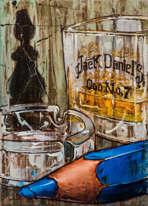 Pintura intitulada "Jack and Blue" por Federico Pisciotta, Obras de arte originais, Óleo Montado em Armação em madeira
