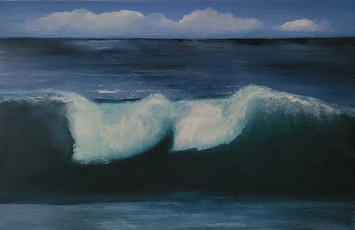 Painting titled "wave" by Federico Rizzo, Original Artwork, Oil