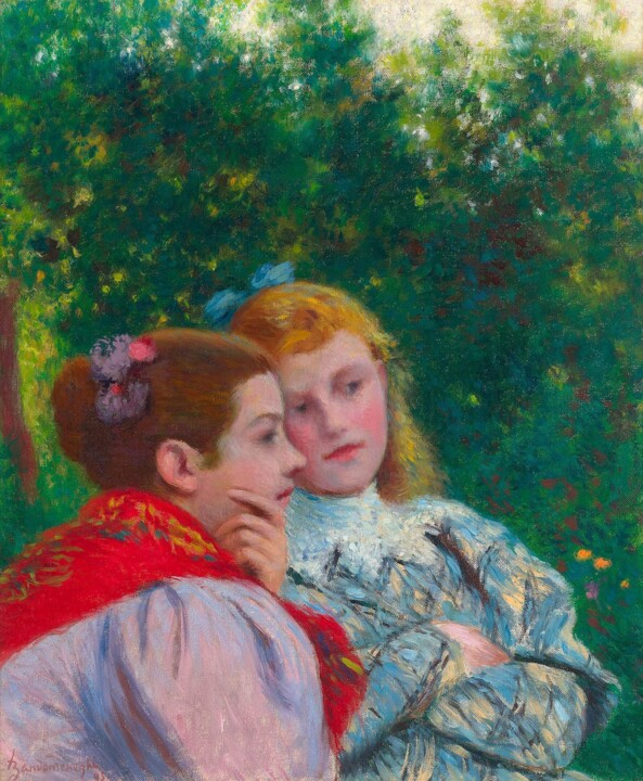 Painting titled "Les Deux Soeurs" by Federico Zandomeneghi, Original Artwork, Oil