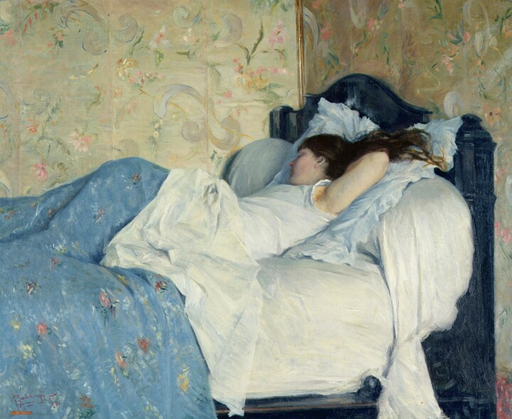 Painting titled "Dans le lit" by Federico Zandomeneghi, Original Artwork, Oil