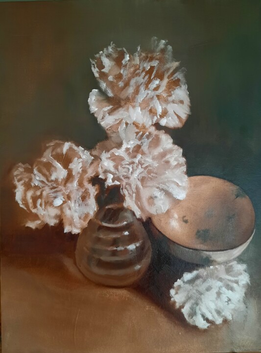 Painting titled "BLOSSOM II" by Federika Di Maggio, Original Artwork, Oil Mounted on Cardboard