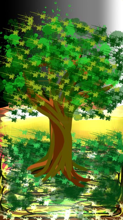 Artes digitais intitulada "A árvore" por Edivaldo Valdo, Obras de arte originais, Pintura digital
