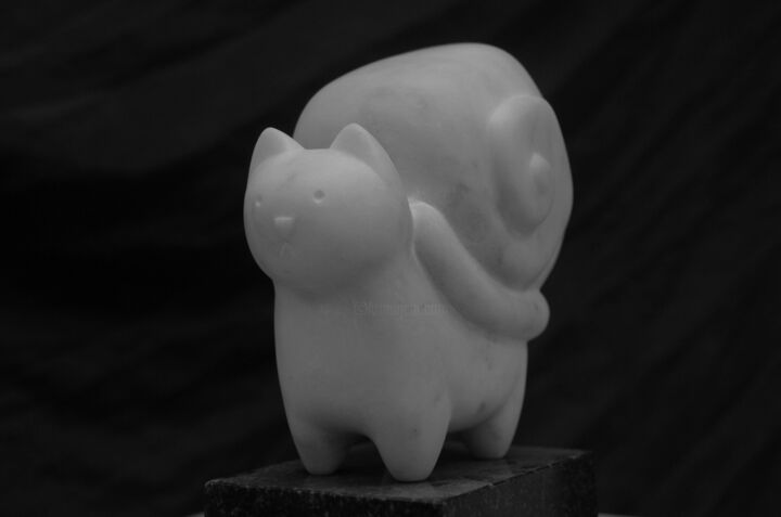 Sculpture intitulée "CatSnail" par Fedor Kashtanov, Œuvre d'art originale, Pierre