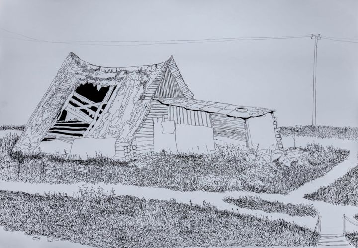 Dibujo titulada "Заброшенный дом" por Egor Fedorov, Obra de arte original