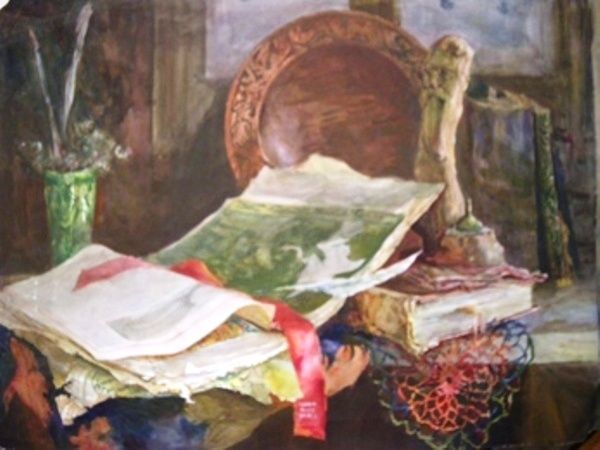 Painting titled "Старая книга." by Fedor, Original Artwork, Oil