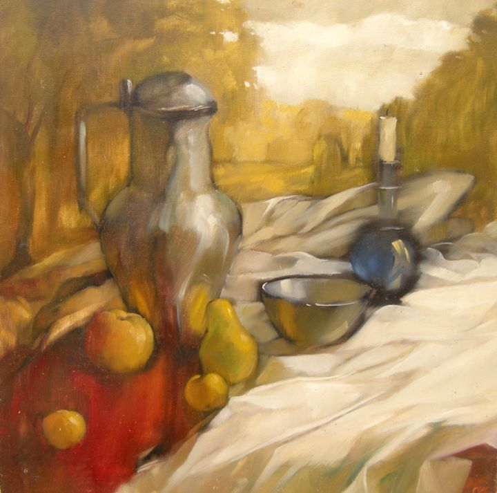 Schilderij getiteld "Autumn mirages" door Fedor Zubkov, Origineel Kunstwerk, Olie