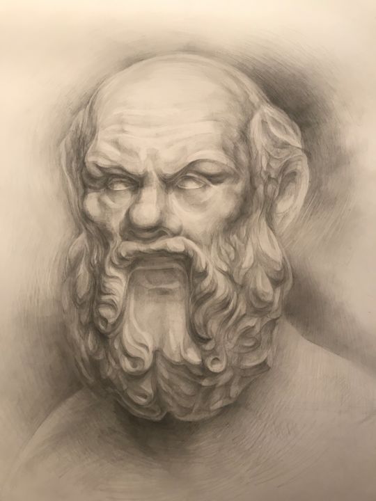 Drawing titled "Сократ" by Kate Febon, Original Artwork, Pencil