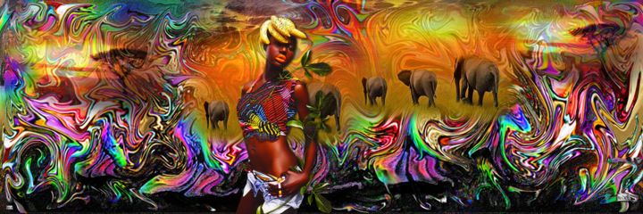 Digital Arts titled "N209 femme africaine" by Christine, Original Artwork, Digital Painting