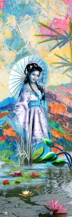 Digital Arts titled "N221 La belle Asiat…" by Christine, Original Artwork, Digital Painting