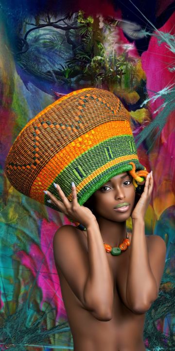 Arts numériques intitulée "366  Africaine" par Christine, Œuvre d'art originale, Peinture numérique