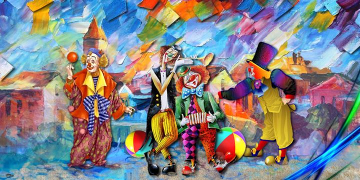 Digital Arts titled "367  clowns" by Christine, Original Artwork, Digital Painting