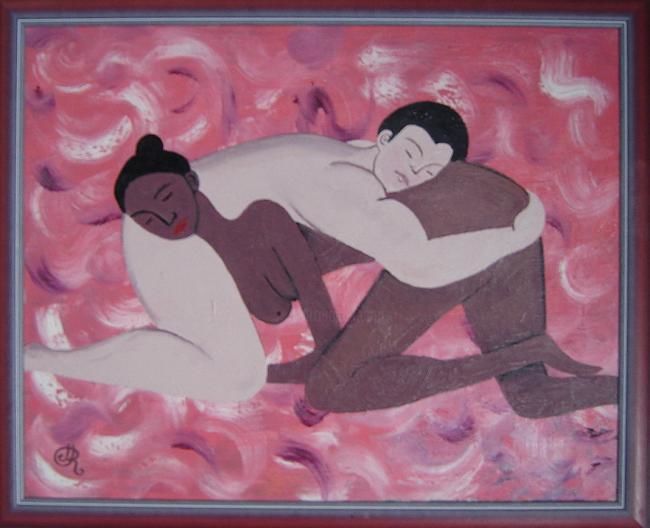 Peinture intitulée "corps enlacés" par Feenix, Œuvre d'art originale