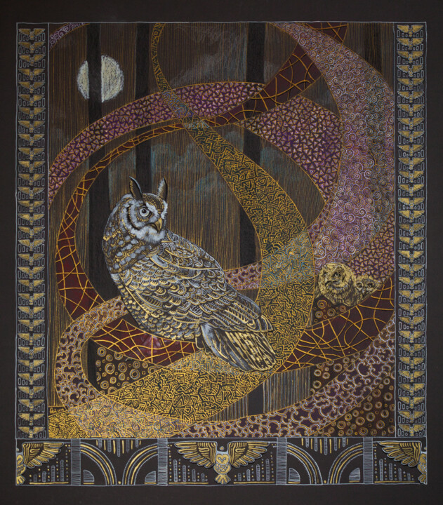 Malerei mit dem Titel "" Owls fairy tale:…" von Fefa Koroleva, Original-Kunstwerk, Andere