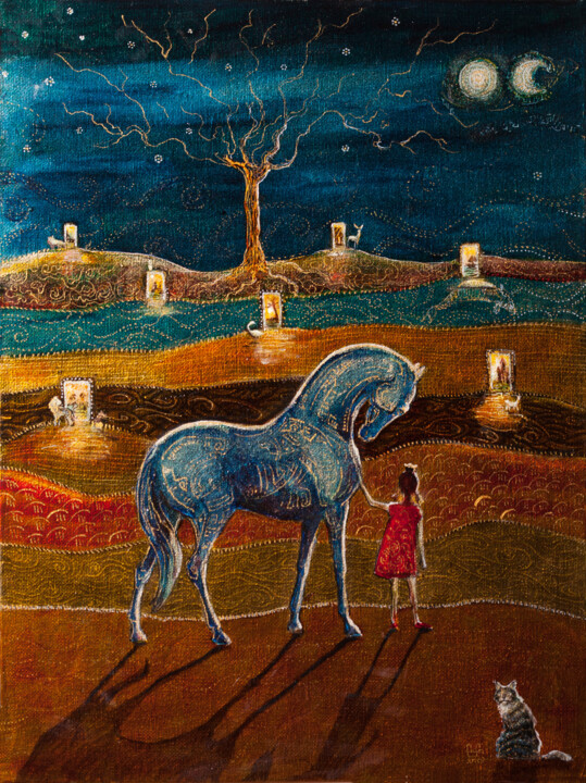 Pittura intitolato ""The magic story"" da Fefa Koroleva, Opera d'arte originale, Acrilico