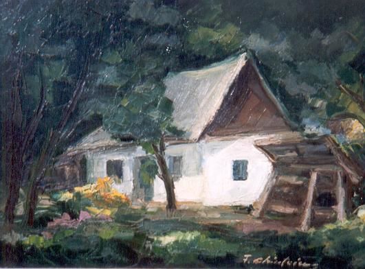 Painting titled "House in wood" by Cinda Vionela, Original Art,