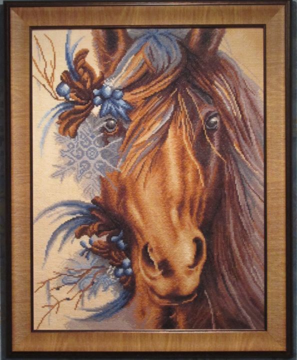 Textile Art με τίτλο "Лошадь" από Irina Yudina, Αυθεντικά έργα τέχνης, Κέντημα