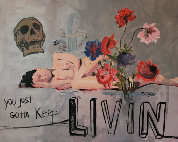 Painting titled "Keep Living" by Felipe Achondo, Original Artwork, Oil