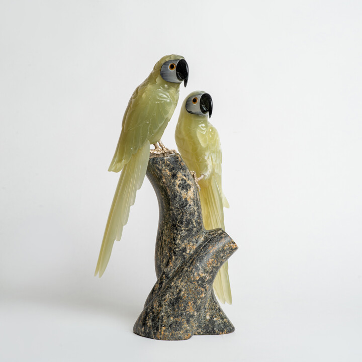 Escultura intitulada "Pareja de loros" por Felipe Cesar D'Oliveira, Obras de arte originais, Pedra