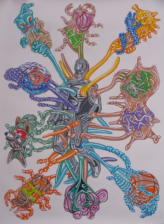 Pintura titulada "#1205 No Fractal Ev…" por Felipe Cortes Clopatofsky, Obra de arte original, Acrílico