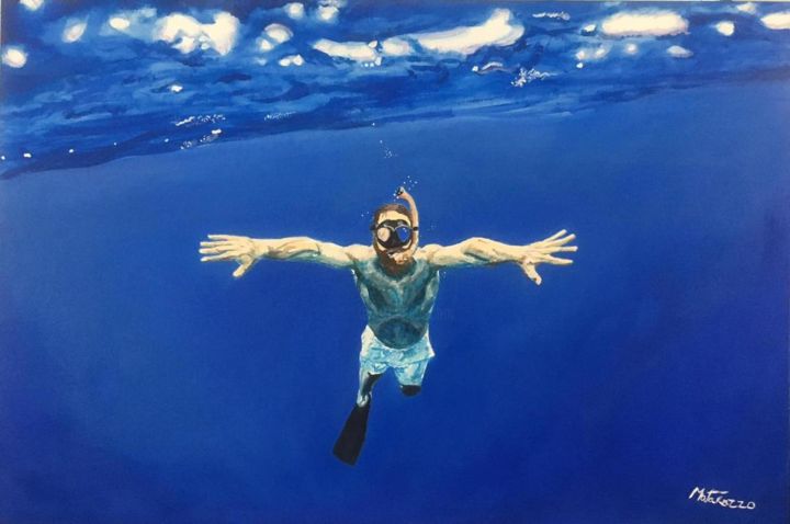 Painting titled "Dive & Fun" by Felipe Matarazzo, Original Artwork, Acrylic Mounted on Wood Panel