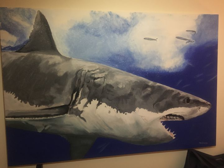 Painting titled "Sharky" by Felipe Matarazzo, Original Artwork, Acrylic