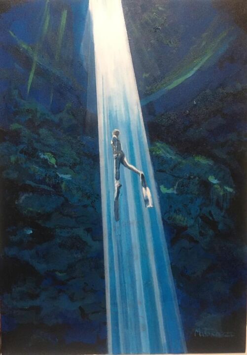 Painting titled "Blue hole" by Felipe Matarazzo, Original Artwork, Acrylic