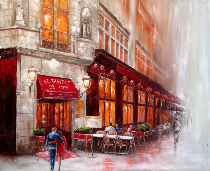 Картина под названием "Lyon. Rue Mercière" - Felix Boulay, Подлинное произведение искусства, Масло
