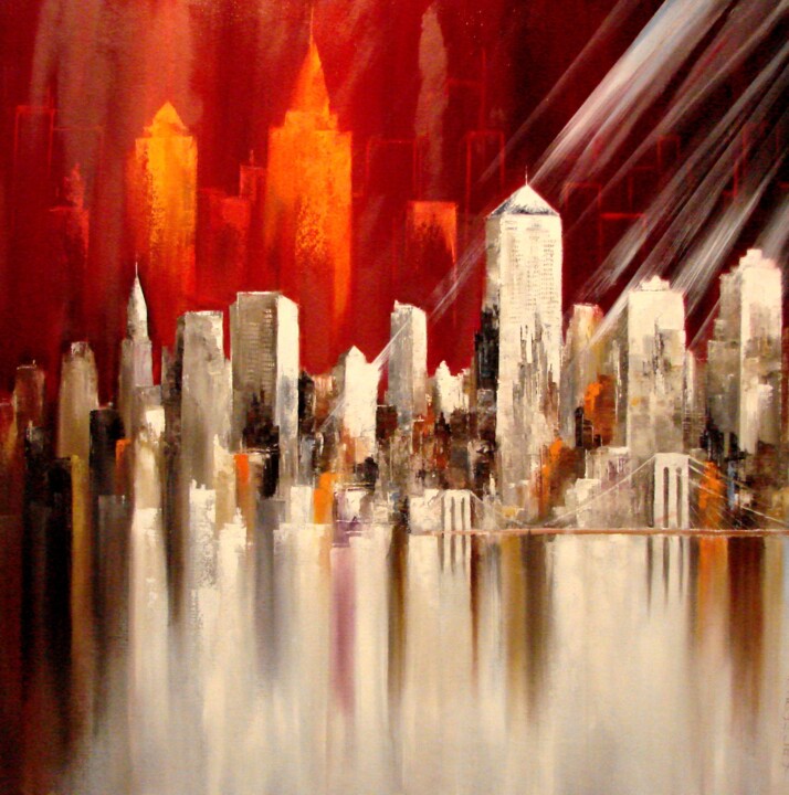 Painting titled "New York city" by Felix Boulay, Original Artwork, Oil