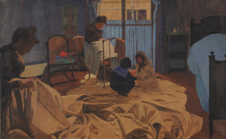 Peinture intitulée "La Lingère, Chambre…" par Félix Vallotton, Œuvre d'art originale, Huile