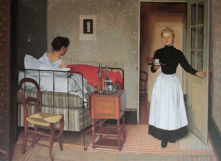 Peinture intitulée "La fille malade" par Félix Vallotton, Œuvre d'art originale, Huile