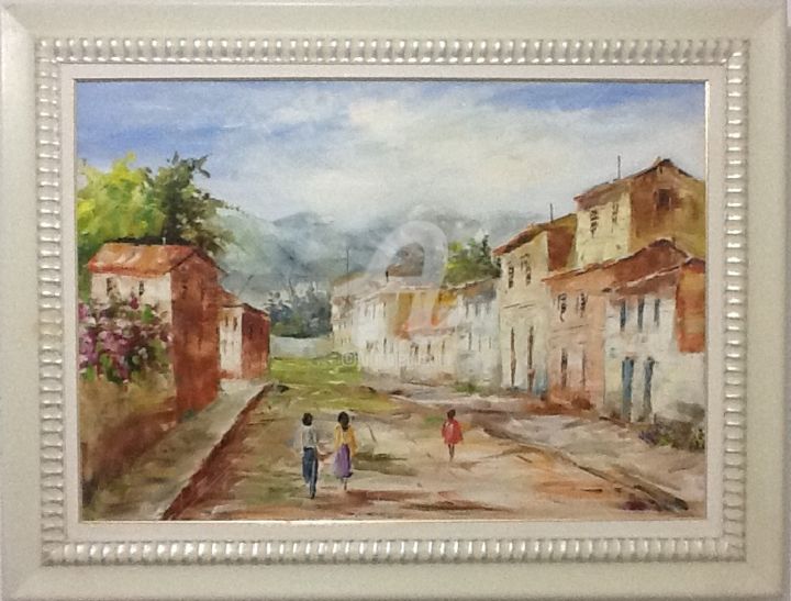 Pintura intitulada "70x1m-country-city.…" por Dalva Ramos, Obras de arte originais, Óleo