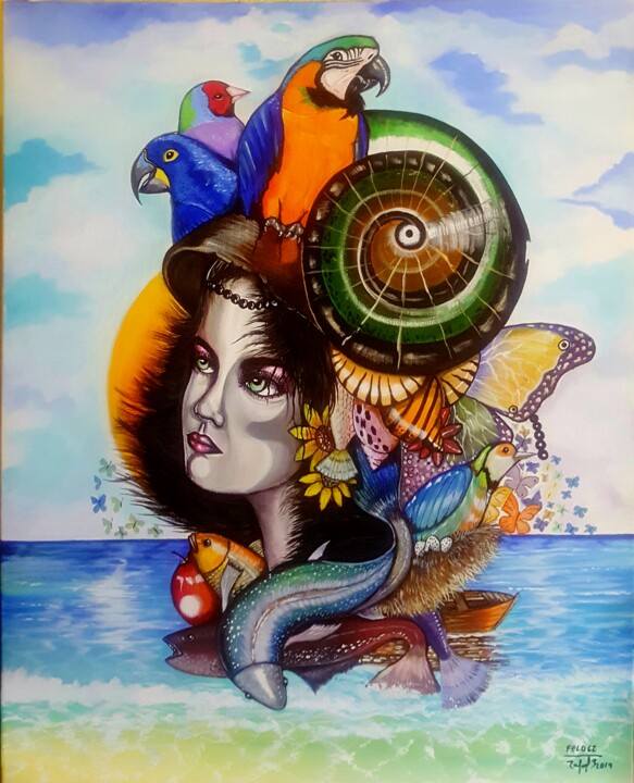 Painting titled "Fantasía del mar" by Felon, Original Artwork, Acrylic