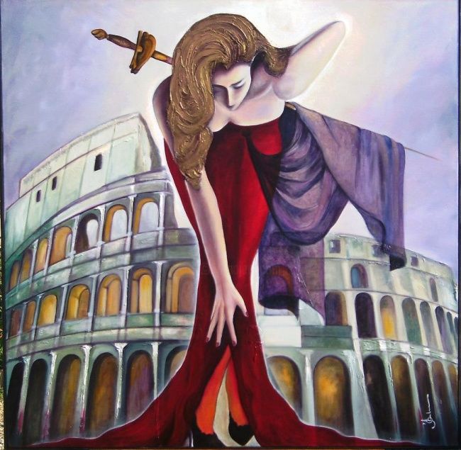 Painting titled "L'Ame de Rome" by Céline Jalabert, Original Artwork