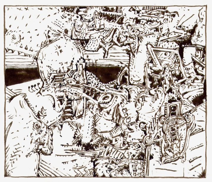 「La lecture.」というタイトルの描画 Jean-Bernard Fenouillasによって, オリジナルのアートワーク, インク