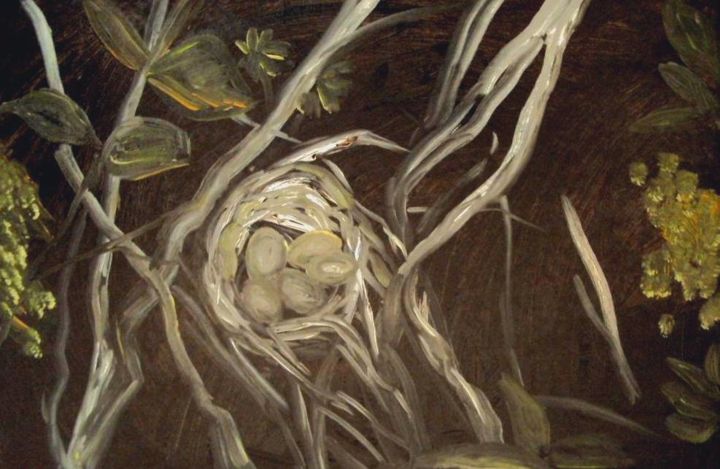 Картина под названием "Гнездо" - Irina Dubinina, Подлинное произведение искусства, Темпера