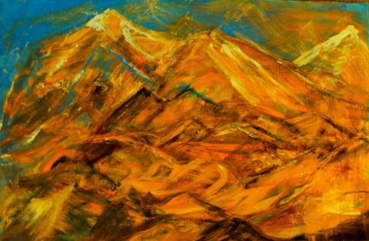 Schilderij getiteld "Мне снились горы." door Irina Dubinina, Origineel Kunstwerk, Tempera
