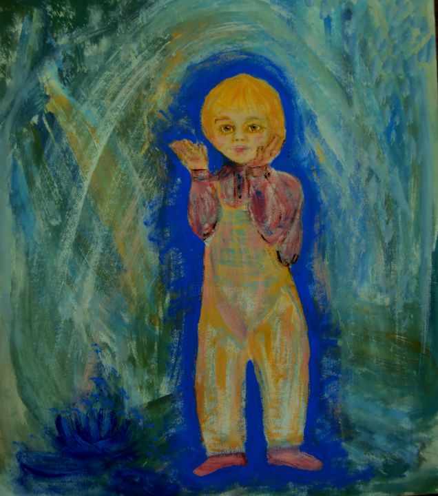 Картина под названием "Солнечный мальчик" - Irina Dubinina, Подлинное произведение искусства, Темпера